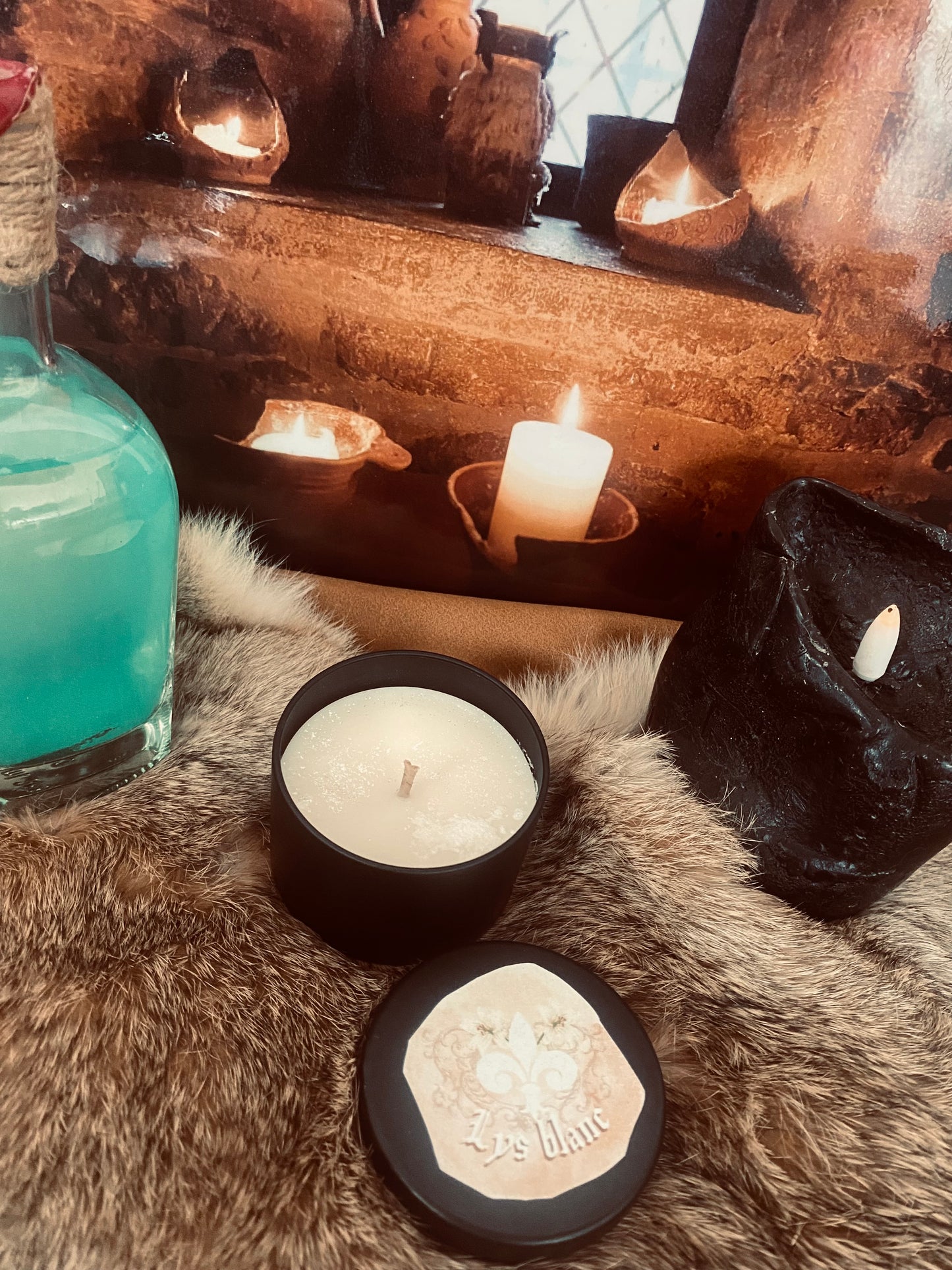 Mini bougie médiévale parfum Lys blanc