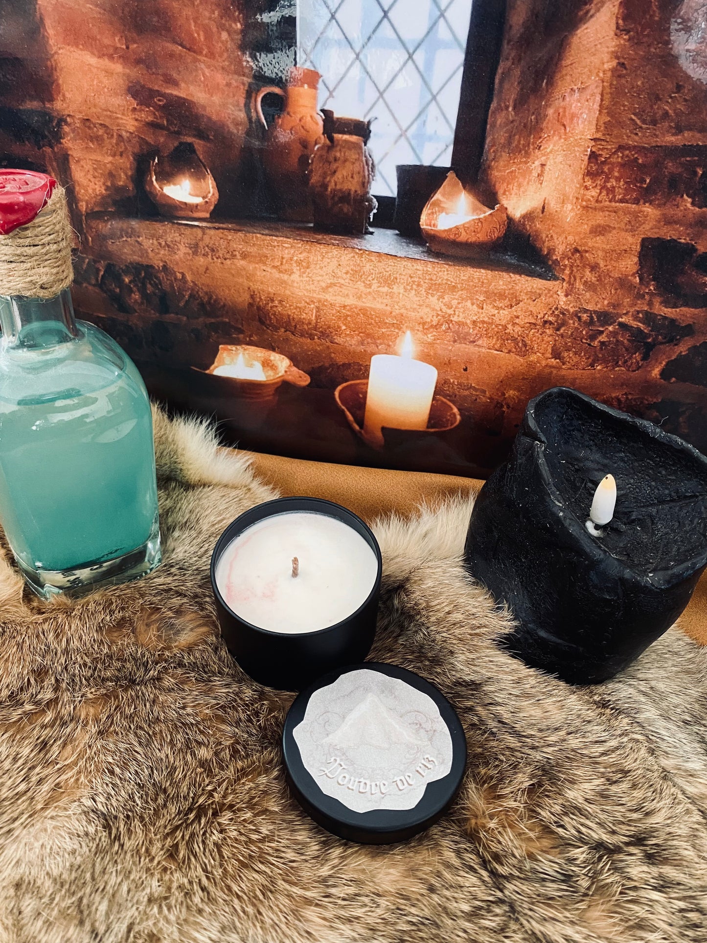 Mini bougie médiévale parfum poudre de riz