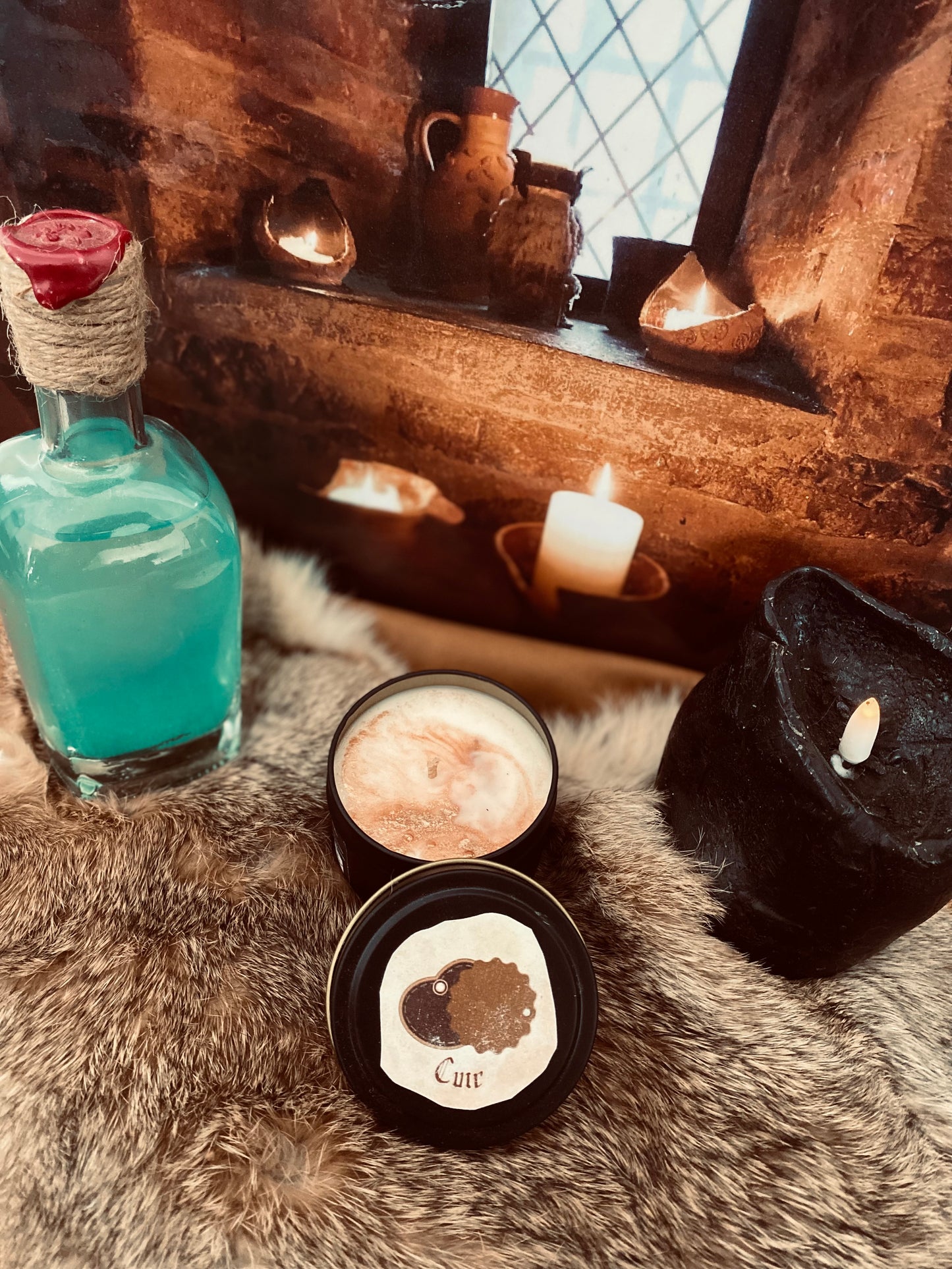 Mini bougie médiévale parfum cuir