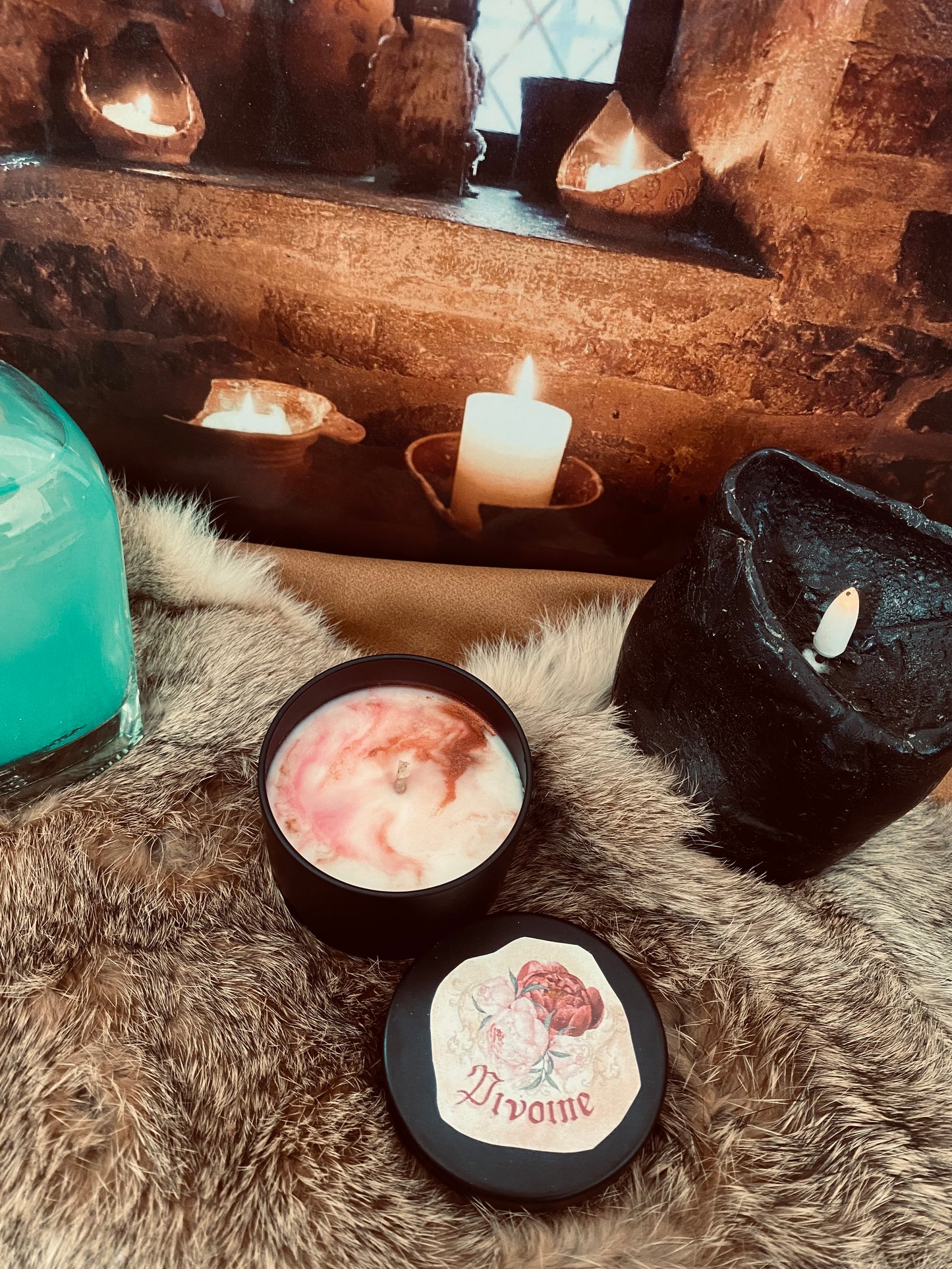 Mini bougie médiévale parfum Pivoine