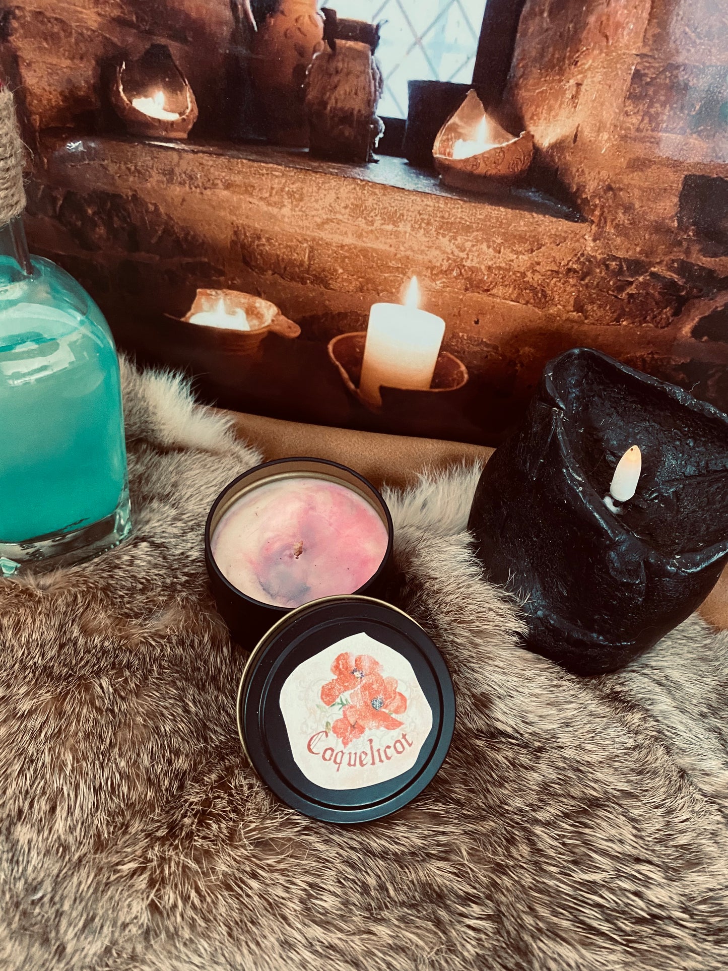 Mini bougie médiévale parfum Coquelicot