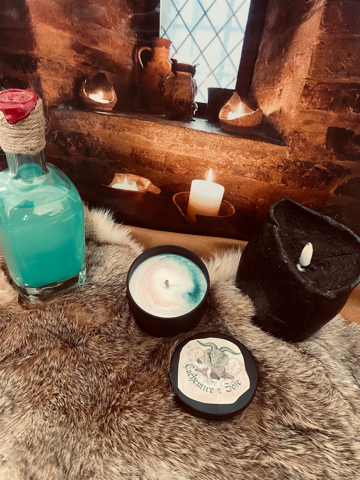 Mini bougie médiévale parfum Cachemire et Soie