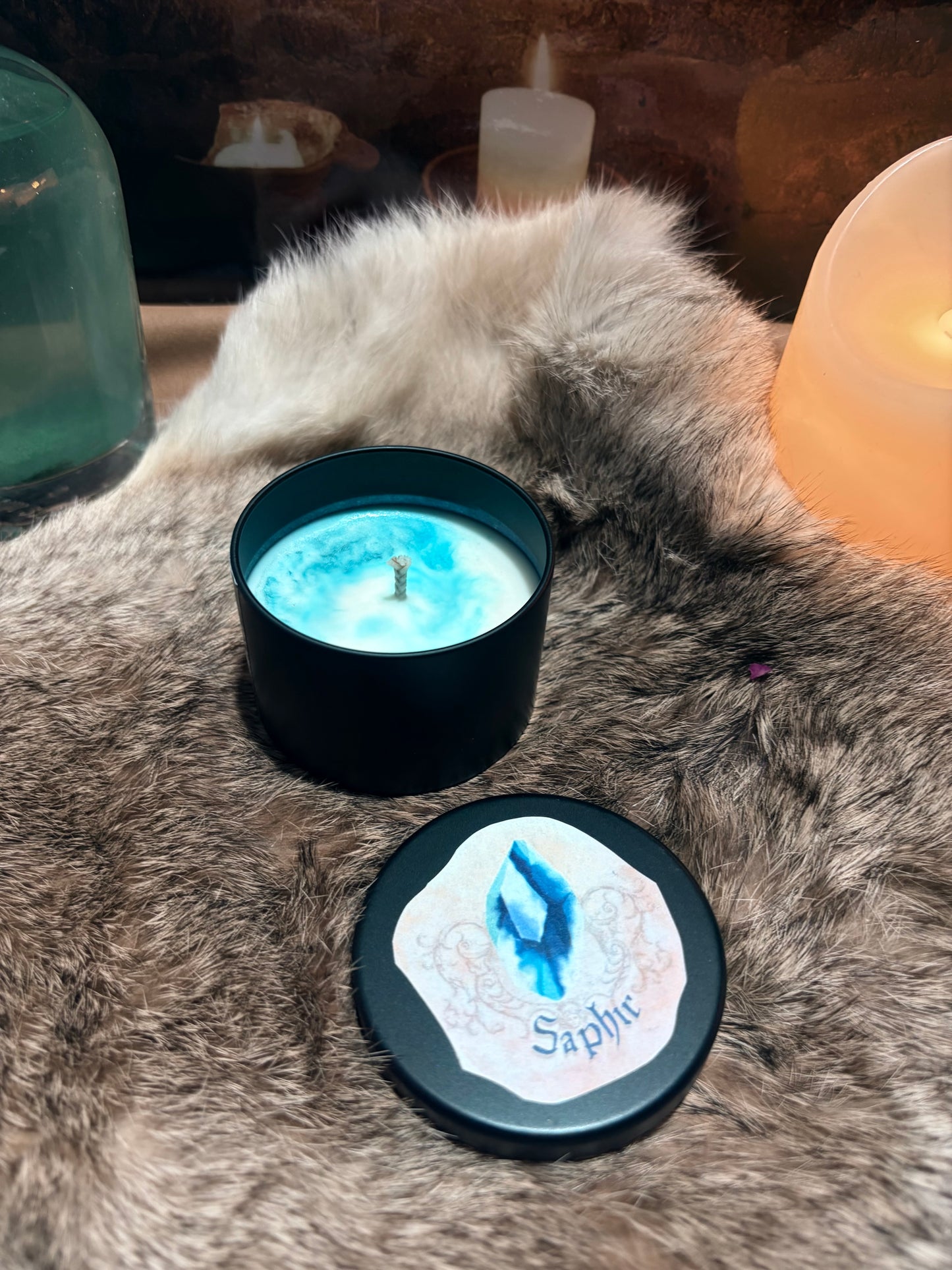 Mini bougie médiévale parfum Saphir